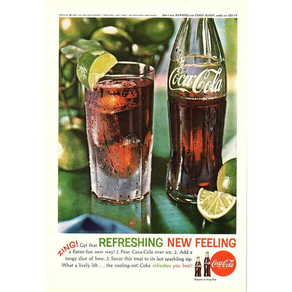 None and/or Unknown Other - Refreshing With a Slice of Lime 1962 Coca-Cola Coke Ad 6.75x10 V18
